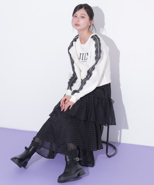 JILL by JILL STUART(ジルバイジルスチュアート)の「ラインレースロゴスウエット(スウェット・レディース・ネイビー/ホワイト/グレー/ブルー・FREE)」の19枚目の写真