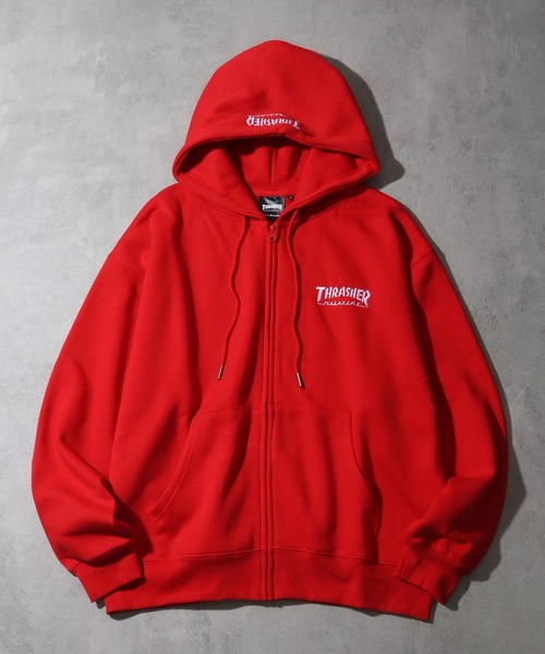 THRASHER(スラッシャー)の「【THRASHER/スラッシャー】ワンポイント刺繍 裏起毛 ジップアップパーカー(パーカー・メンズ・チャコールグレー/ブラック/ダークグリーン/グレー/レッド/カーキ/ブルー・L/XL/M)」の7枚目の写真