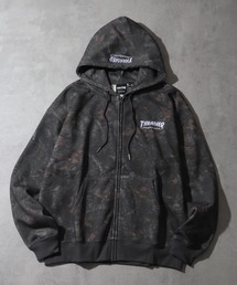 【THRASHER/スラッシャー】ワンポイント刺繍 裏起毛 ジップアップパーカー