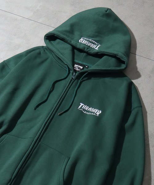THRASHER(スラッシャー)の「【THRASHER/スラッシャー】ワンポイント刺繍 裏起毛 ジップアップパーカー(パーカー・メンズ・チャコールグレー/ブラック/ダークグリーン/グレー/レッド/カーキ/ブルー・L/XL/M)」の9枚目の写真