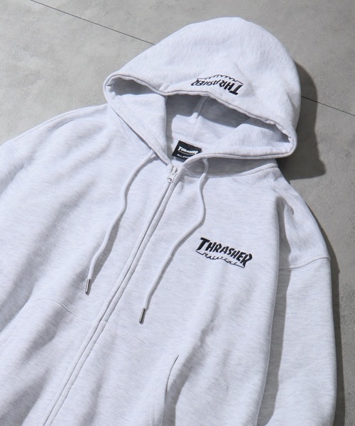 THRASHER(スラッシャー)の「【THRASHER/スラッシャー】ワンポイント刺繍 裏起毛 ジップアップパーカー(パーカー・メンズ・チャコールグレー/ブラック/ダークグリーン/グレー/レッド/カーキ/ブルー・L/XL/M)」の10枚目の写真