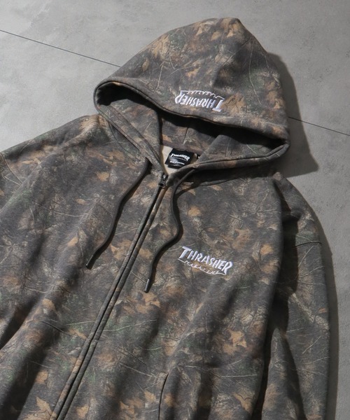 THRASHER(スラッシャー)の「【THRASHER/スラッシャー】ワンポイント刺繍 裏起毛 ジップアップパーカー(パーカー・メンズ・チャコールグレー/ブラック/ダークグリーン/グレー/レッド/カーキ/ブルー・L/XL/M)」の11枚目の写真