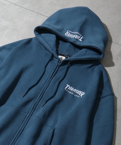 THRASHER(スラッシャー)の「【THRASHER/スラッシャー】ワンポイント刺繍 裏起毛 ジップアップパーカー(パーカー・メンズ・チャコールグレー/ブラック/ダークグリーン/グレー/レッド/カーキ/ブルー・L/XL/M)」の12枚目の写真