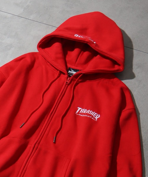THRASHER(スラッシャー)の「【THRASHER/スラッシャー】ワンポイント刺繍 裏起毛 ジップアップパーカー(パーカー・メンズ・チャコールグレー/ブラック/ダークグリーン/グレー/レッド/カーキ/ブルー・L/XL/M)」の21枚目の写真