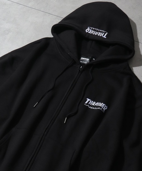 THRASHER(スラッシャー)の「【THRASHER/スラッシャー】ワンポイント刺繍 裏起毛 ジップアップパーカー(パーカー・メンズ・チャコールグレー/ブラック/ダークグリーン/グレー/レッド/カーキ/ブルー・L/XL/M)」の8枚目の写真