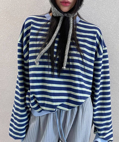 WEGO(ウィゴー)の「26AWマルチボーダーショート丈ロングTシャツ(Tシャツ/カットソー・レディース・その他4/その他2/その他1/その他3/その他5・MEDIUM/LARGE)」の1枚目の写真