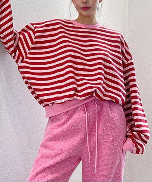WEGO(ウィゴー)の「26AWマルチボーダーショート丈ロングTシャツ(Tシャツ/カットソー・レディース・その他4/その他2/その他1/その他3/その他5・MEDIUM/LARGE)」の2枚目の写真
