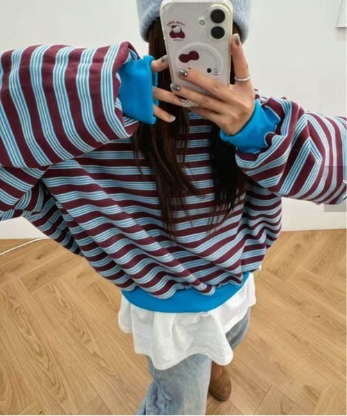 WEGO(ウィゴー)の「26AWマルチボーダーショート丈ロングTシャツ(Tシャツ/カットソー・レディース・その他4/その他2/その他1/その他3/その他5・MEDIUM/LARGE)」の3枚目の写真