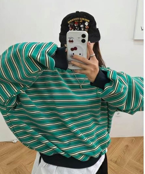 WEGO(ウィゴー)の「26AWマルチボーダーショート丈ロングTシャツ(Tシャツ/カットソー・レディース・その他4/その他2/その他1/その他3/その他5・MEDIUM/LARGE)」の4枚目の写真