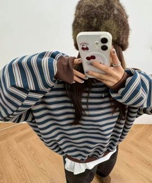 26AWマルチボーダーショート丈ロングTシャツ