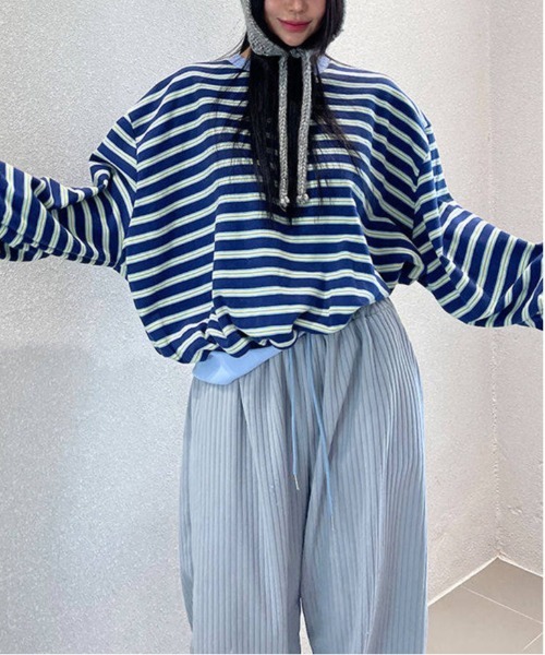 WEGO(ウィゴー)の「26AWマルチボーダーショート丈ロングTシャツ(Tシャツ/カットソー・レディース・その他4/その他2/その他1/その他3/その他5・MEDIUM/LARGE)」の10枚目の写真