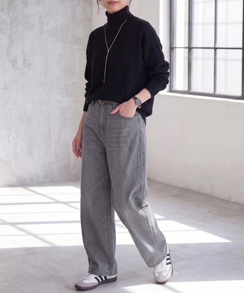 SELECT LEVERY(セレクトリベリー)の「こなれソフトカーブデニムパンツ(デニムパンツ・レディース・ブラック/グレー/ブルー/ワンウォッシュ・SMALL/MEDIUM/LARGE/X-LARGE)」の12枚目の写真