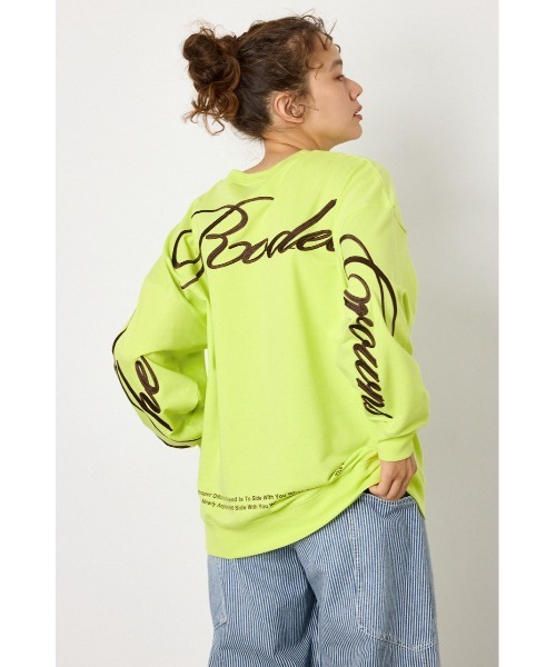 RODEO CROWNS WIDE BOWL(ロデオクラウンズワイドボウル)の「Embroidery スクリプトスウェットトップス(スウェット・レディース・グレー×ホワイト/ライム/パープル/ブラック・FREE)」の3枚目の写真
