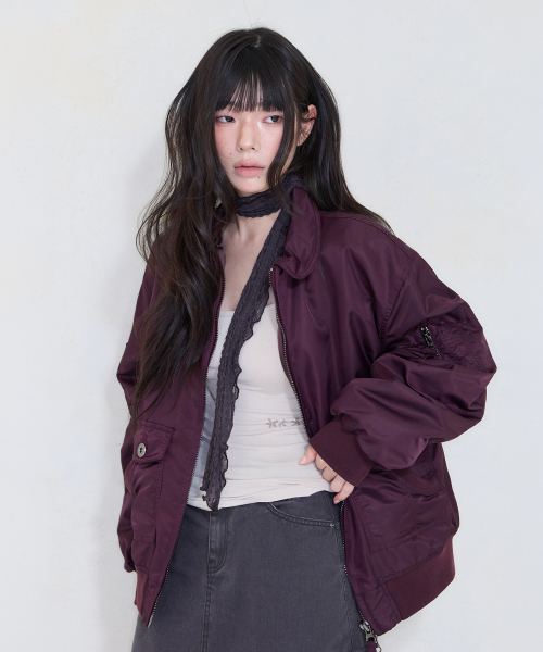 MIRECO(ミレコ)の「FLIGHT BOMBER JK PLUM(ブルゾン・レディース・その他・FREE)」の2枚目の写真