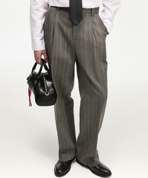 TNGT（ティーエヌジーティー）の「Wool Herringbone Wide Pants (Grey) TNPA6F102G2（スラックス）」