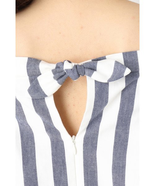 LIMITLESS LUXURY（リミットレスラグジュアリー）の「ストライプワンピース◆（ワンピース・レディース・グレー/ネイビー/サックスブルー・36/38）」の10枚目の写真