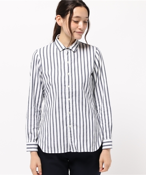 KICS DOCUMENT.（キクス ドキュメント）の「ヘビーOX インディゴ ストライプ ロングシャツ（シャツ/ブラウス・レディース・Navy・2）」の2枚目の写真