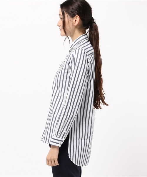 KICS DOCUMENT.（キクス ドキュメント）の「ヘビーOX インディゴ ストライプ ロングシャツ（シャツ/ブラウス・レディース・Navy・2）」の3枚目の写真