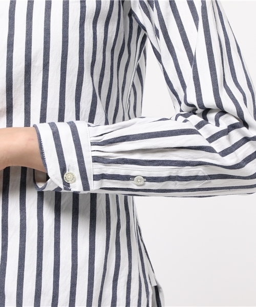 KICS DOCUMENT.（キクス ドキュメント）の「ヘビーOX インディゴ ストライプ ロングシャツ（シャツ/ブラウス・レディース・Navy・2）」の6枚目の写真
