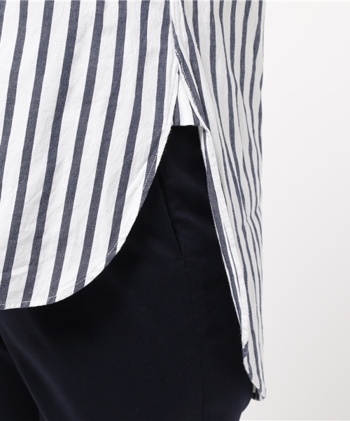 KICS DOCUMENT.（キクス ドキュメント）の「ヘビーOX インディゴ ストライプ ロングシャツ（シャツ/ブラウス・レディース・Navy・2）」の7枚目の写真