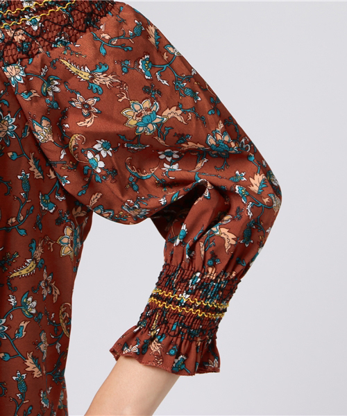 MERLOT（メルロー）の「オフショルボタニカルブラウス1106（シャツ/ブラウス・レディース・グリーン/ブラック/オレンジ/イエロー・FREE）」の16枚目の写真