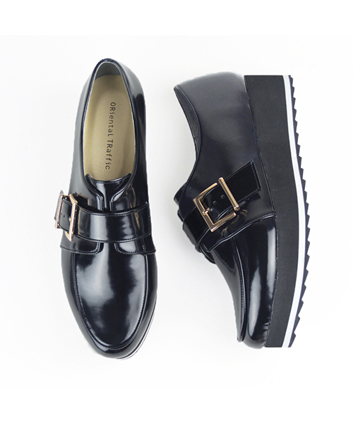 ORiental TRaffic（オリエンタルトラフィック）の「SPECIAL PRICE★厚底ベルトシューズ★7325（パンプス・レディース・ガンメタ/ブラック・SS/L/S/M/LL/3L）」の2枚目の写真