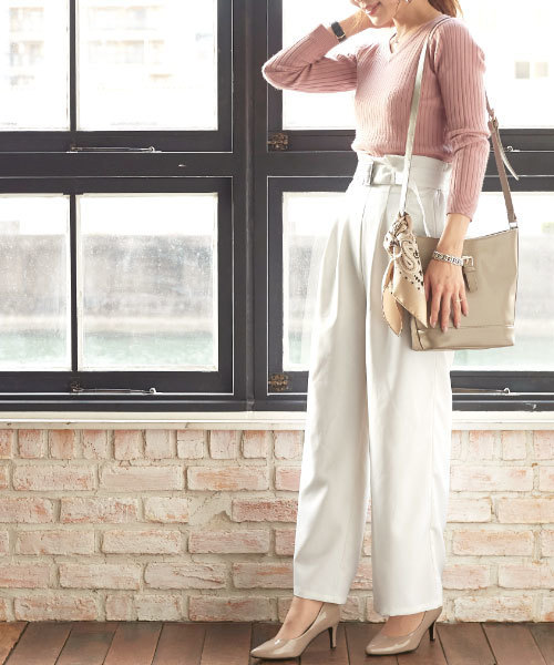 KOBE LETTUCE（コウベレタス）の「こなれ感のある旬デザイン！ウエストラッピンク☆ベルト付ワイドパンツ/レディースボトムス/神戸レタス[M1745]（その他パンツ・レディース・オフホワイト/ピンク/グレー系その他/ブラック/ピンク系その他/ネイビー・FREE）」の16枚目の写真