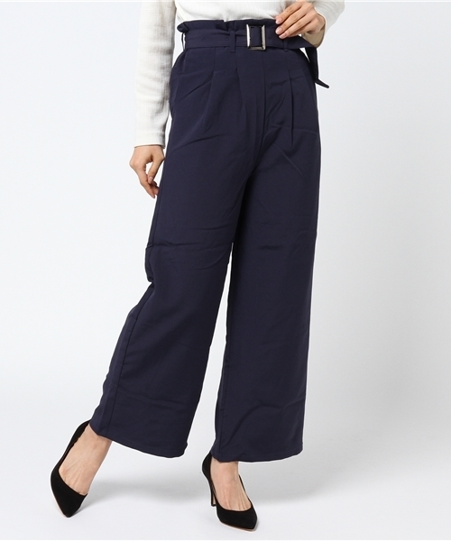 KOBE LETTUCE（コウベレタス）の「こなれ感のある旬デザイン！ウエストラッピンク☆ベルト付ワイドパンツ/レディースボトムス/神戸レタス[M1745]（その他パンツ・レディース・オフホワイト/ピンク/グレー系その他/ブラック/ピンク系その他/ネイビー・FREE）」の5枚目の写真