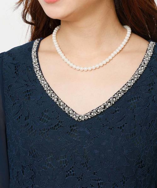 PourVous（プールヴー）の「ミニ丈&七分袖 フォーマル シフォン 大きいサイズ 結婚式 ワンピースドレス オケージョンドレス お呼ばれ 二次会 成人式 （ドレス・レディース・ブラック/ネイビー・L/M/XL/4L/S/XXL）」の20枚目の写真