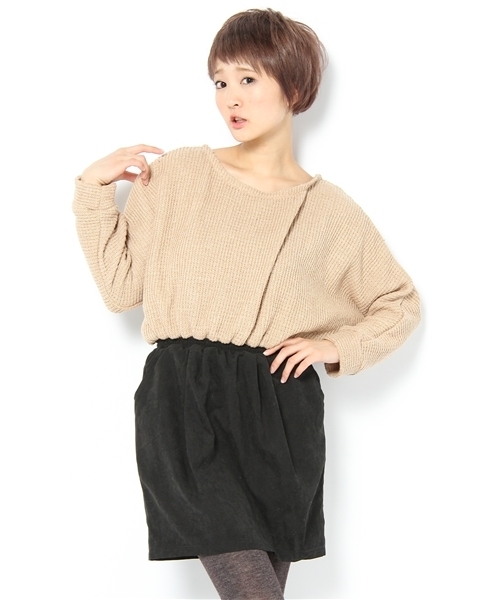 Chico（チコ）の「MIXニット×コクーンスカートワンピース（ワンピース・レディース・ベージュ/ダークグレー/ブラック/アイボリー/ベージュ系その他・FREE）」の14枚目の写真