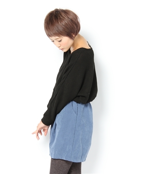 Chico（チコ）の「MIXニット×コクーンスカートワンピース（ワンピース・レディース・ベージュ/ダークグレー/ブラック/アイボリー/ベージュ系その他・FREE）」の6枚目の写真