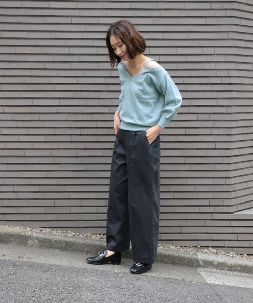 laboratory work（ラボラトリーワーク）の「コットンカシミヤワンショル（ニット/セーター・レディース・杢グレー/ベージュ/グリーン・MEDIUM）」の8枚目の写真