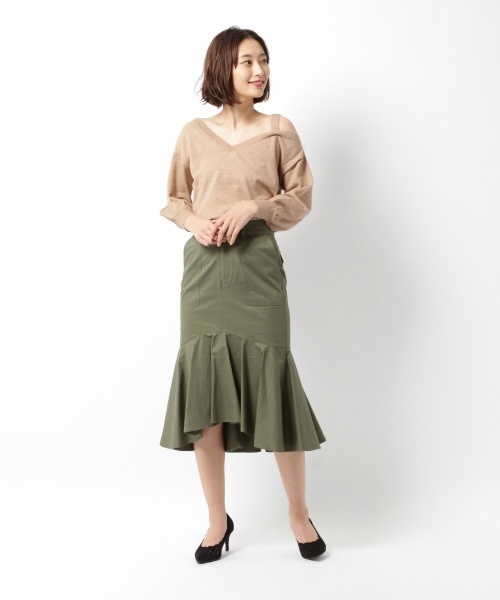laboratory work（ラボラトリーワーク）の「コットンカシミヤワンショル（ニット/セーター・レディース・杢グレー/ベージュ/グリーン・MEDIUM）」の12枚目の写真