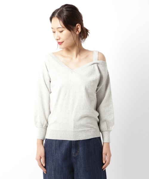 laboratory work（ラボラトリーワーク）の「コットンカシミヤワンショル（ニット/セーター・レディース・杢グレー/ベージュ/グリーン・MEDIUM）」の10枚目の写真