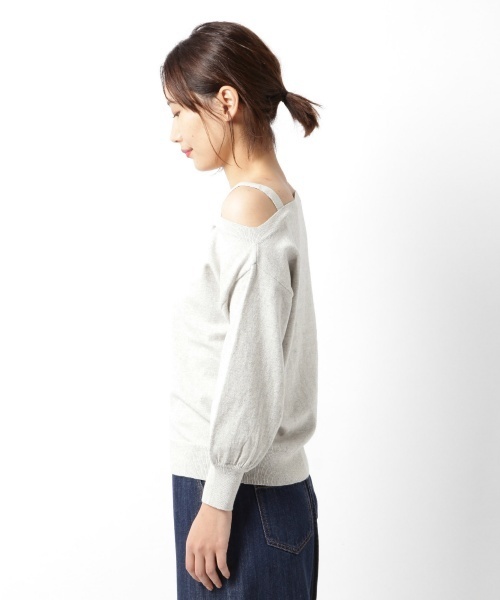laboratory work（ラボラトリーワーク）の「コットンカシミヤワンショル（ニット/セーター・レディース・杢グレー/ベージュ/グリーン・MEDIUM）」の19枚目の写真