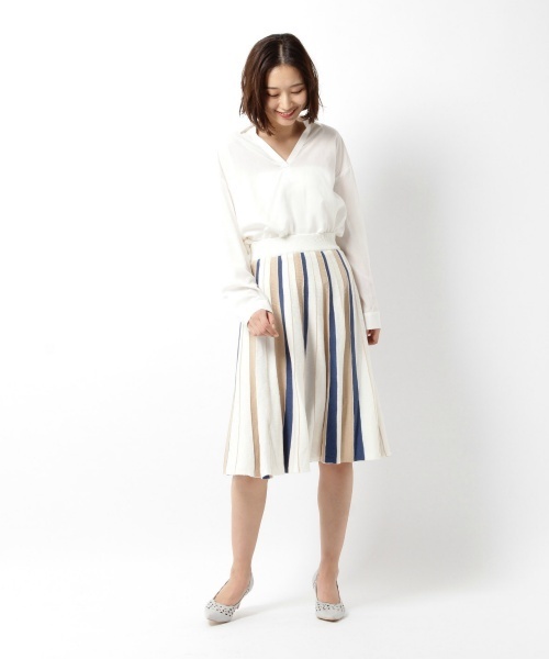 laboratory work（ラボラトリーワーク）の「ストライプニットスカート（スカート・レディース・ベージュ/ネイビー/ブルーグリーン・MEDIUM）」の8枚目の写真