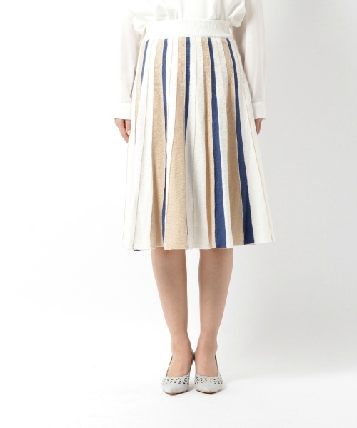laboratory work（ラボラトリーワーク）の「ストライプニットスカート（スカート・レディース・ベージュ/ネイビー/ブルーグリーン・MEDIUM）」の9枚目の写真