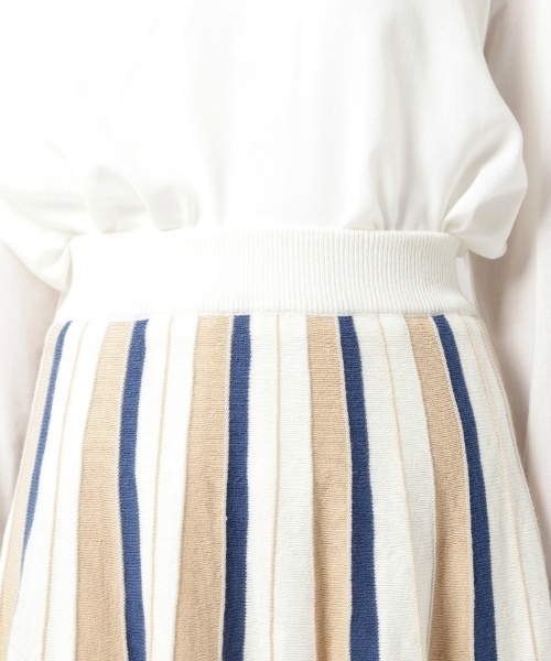 laboratory work（ラボラトリーワーク）の「ストライプニットスカート（スカート・レディース・ベージュ/ネイビー/ブルーグリーン・MEDIUM）」の12枚目の写真