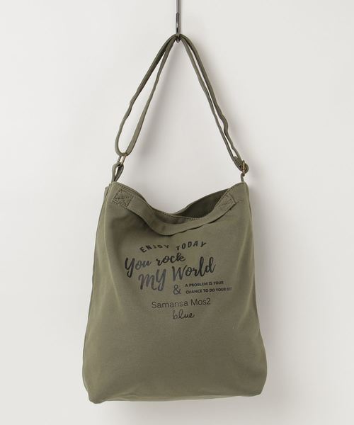 Samansa Mos2 blue（サマンサモスモスブルー）の「キャンバス2wayトートバッグ（トートバッグ・レディース・キナリ/ブラック/ネイビー/グレー/カーキ・ﾌﾘ-）」の4枚目の写真