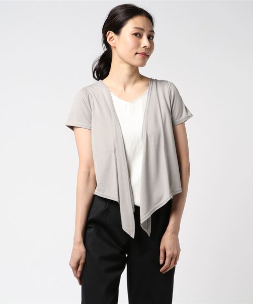 Social GIRL（ソーシャルガール）の「前結びリゾートショートボレロカーディガン（カーディガン/ボレロ・レディース・マジェンタ/オリーブ/レッド/カーキ/ブラック/ライトグレー/ベージュ/ホワイト/チャコールグレー/モカ/ホワイト×ブラック/パープル/ネイビー・M/L/S/LL/3L）」の7枚目の写真