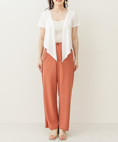 Social GIRL（ソーシャルガール）の「前結びリゾートショートボレロカーディガン（カーディガン/ボレロ・レディース・マジェンタ/オリーブ/レッド/カーキ/ブラック/ライトグレー/ベージュ/ホワイト/チャコールグレー/モカ/ホワイト×ブラック/パープル/ネイビー・M/L/S/LL/3L）」の15枚目の写真