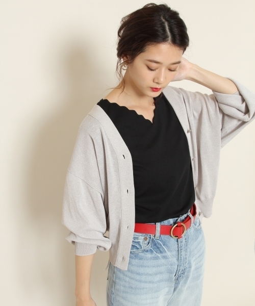 PAGEBOY（ページボーイ）の「Vカーデハイツイスト（カーディガン/ボレロ・レディース・ホワイト/ブルー/ライトグレー/ブラック/ベージュ・FREE）」の5枚目の写真