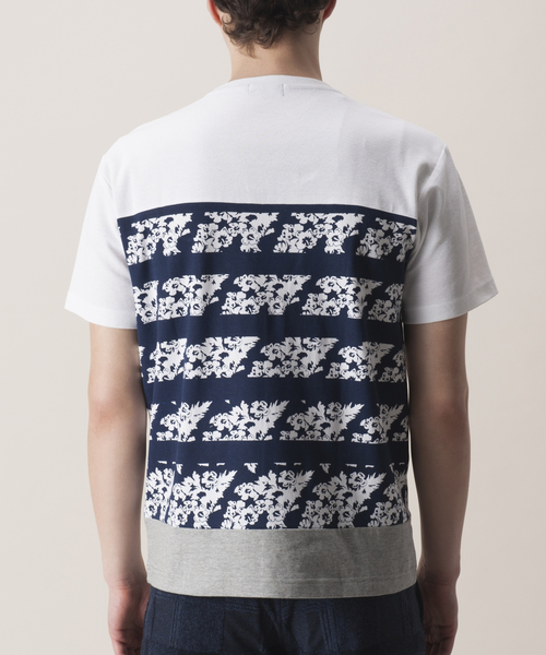 BLACK LABEL CRESTBRIDGE(ブラックレーベル・クレストブリッジ)の「トロピカルボーダープリントT(Tシャツ/カットソー・メンズ・ネイビー/オレンジ系その他5・M/L)」の3枚目の写真