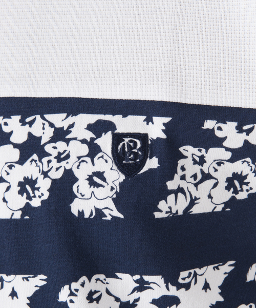 BLACK LABEL CRESTBRIDGE(ブラックレーベル・クレストブリッジ)の「トロピカルボーダープリントT(Tシャツ/カットソー・メンズ・ネイビー/オレンジ系その他5・M/L)」の4枚目の写真