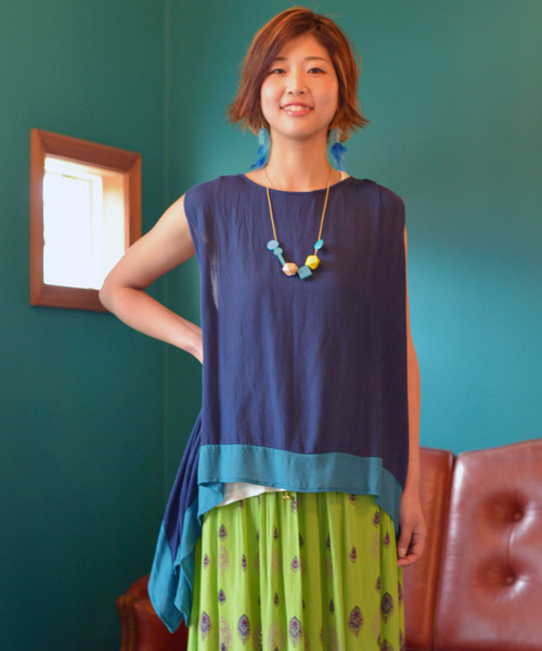 チャイハネ(チャイハネ)の「【チャイハネ】yul 変形レイヤードタンクトップ インナー付き2点セット(タンクトップ・レディース・ホワイト/ブラック/パープル/ネイビー/レッド・FREE)」の4枚目の写真