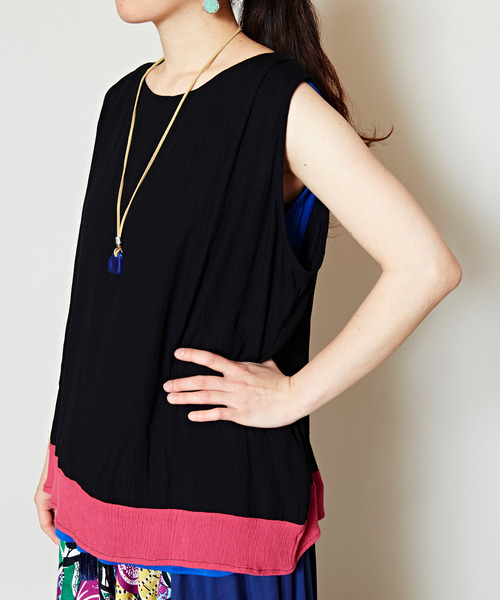 チャイハネ(チャイハネ)の「【チャイハネ】yul 変形レイヤードタンクトップ インナー付き2点セット(タンクトップ・レディース・ホワイト/ブラック/パープル/ネイビー/レッド・FREE)」の11枚目の写真