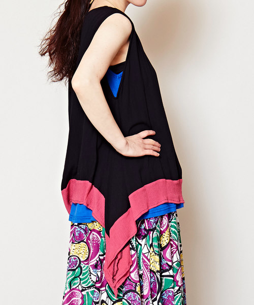 チャイハネ(チャイハネ)の「【チャイハネ】yul 変形レイヤードタンクトップ インナー付き2点セット(タンクトップ・レディース・ホワイト/ブラック/パープル/ネイビー/レッド・FREE)」の12枚目の写真