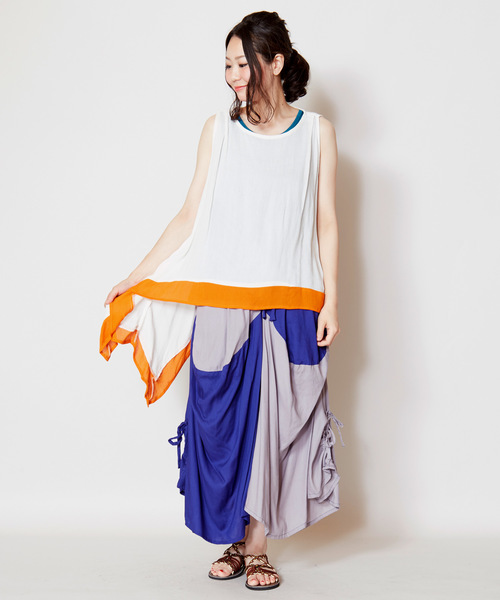 チャイハネ(チャイハネ)の「【チャイハネ】yul 変形レイヤードタンクトップ インナー付き2点セット(タンクトップ・レディース・ホワイト/ブラック/パープル/ネイビー/レッド・FREE)」の18枚目の写真