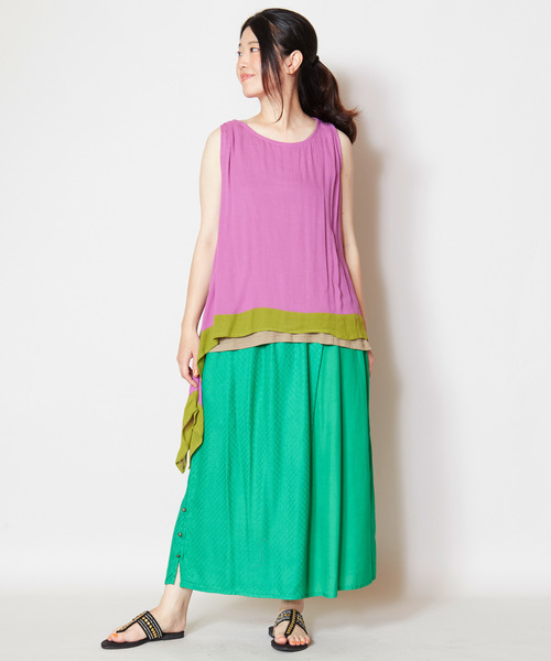 チャイハネ(チャイハネ)の「【チャイハネ】yul 変形レイヤードタンクトップ インナー付き2点セット(タンクトップ・レディース・ホワイト/ブラック/パープル/ネイビー/レッド・FREE)」の20枚目の写真