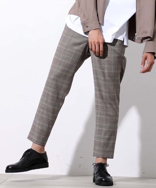 STUDIOUS（ステュディオス）の「【STUDIOUS】グレンチェックテーパードイージーアンクルパンツ（スラックス・メンズ・ブラウン/グレー・1/2/3）」の10枚目の写真